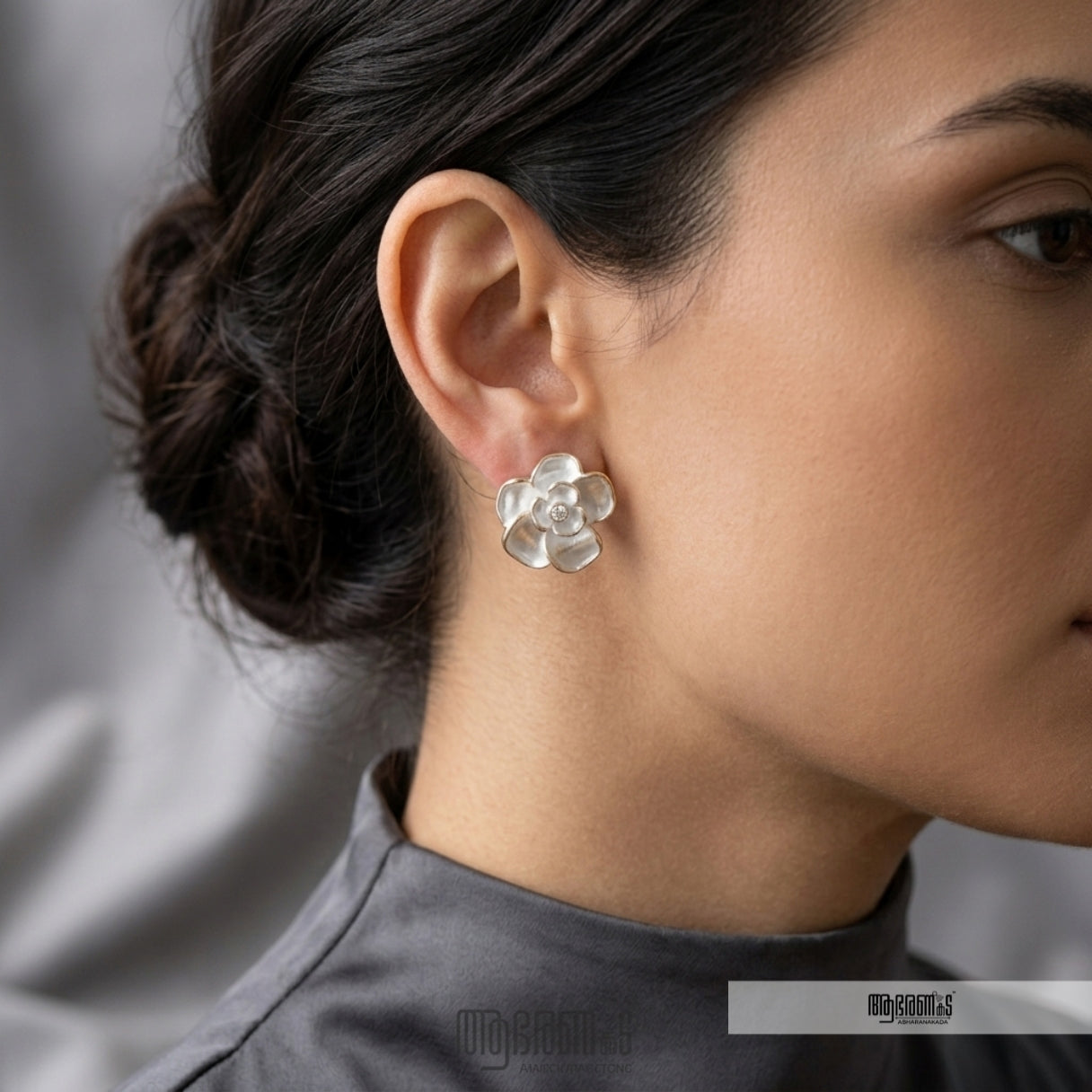 White Bloom Korean Studs