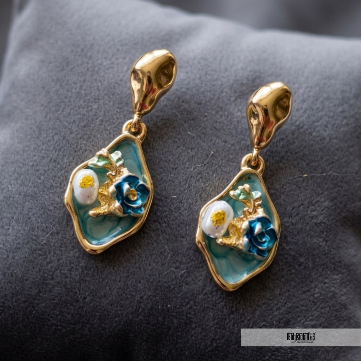 Floral Enamel Korean Earrings