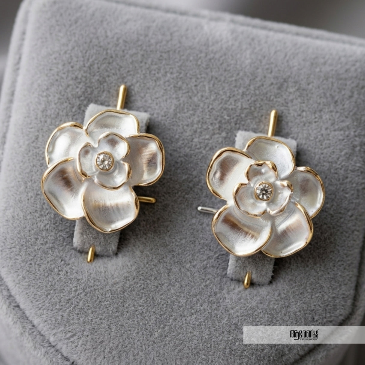 White Bloom Korean Studs