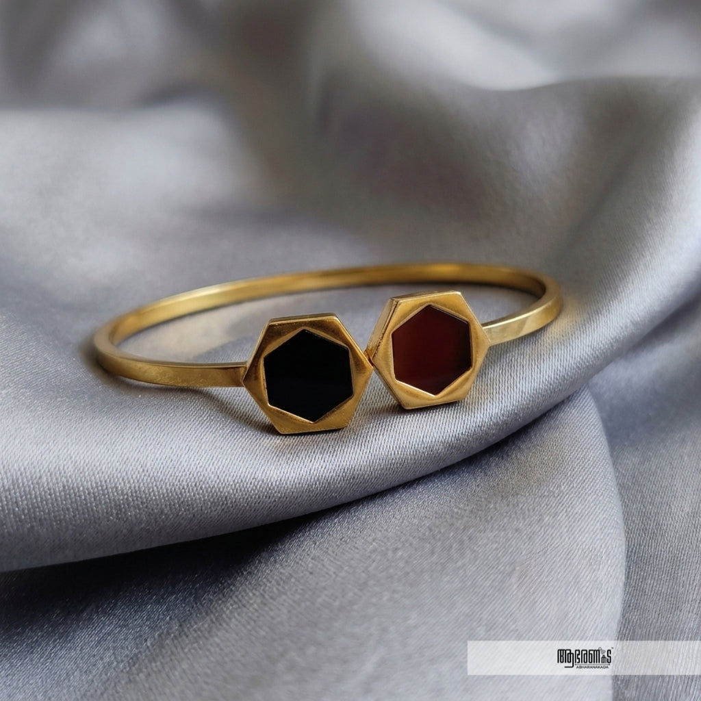 Hexagon shaped Anti Tarnish Bangle Bracelet