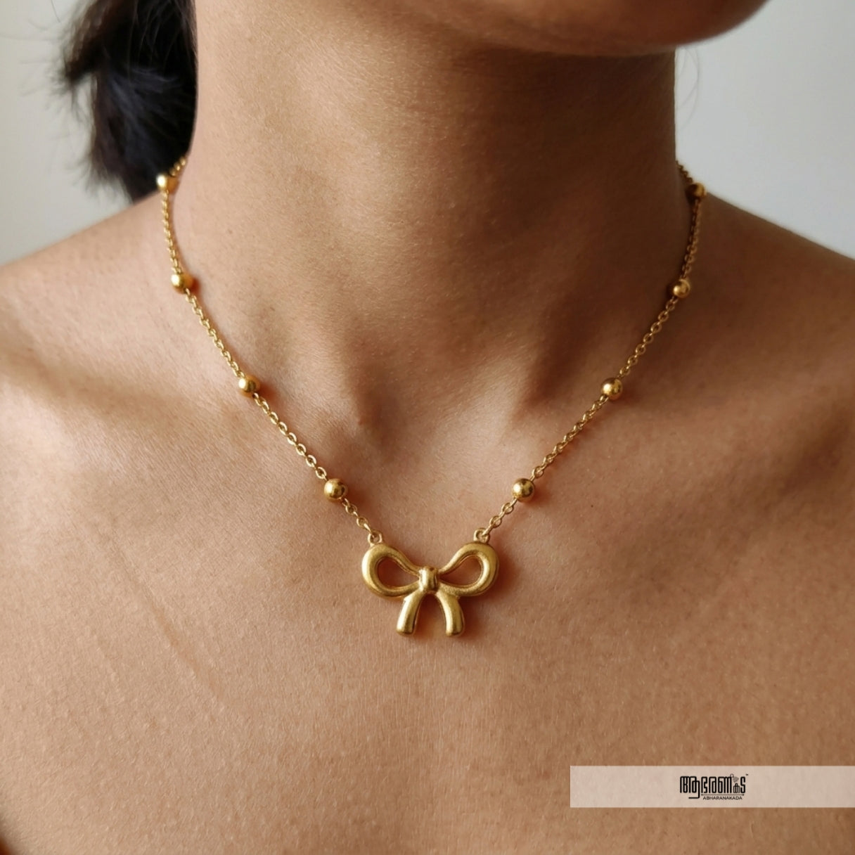 Ribbon Bow Pendant Necklace
