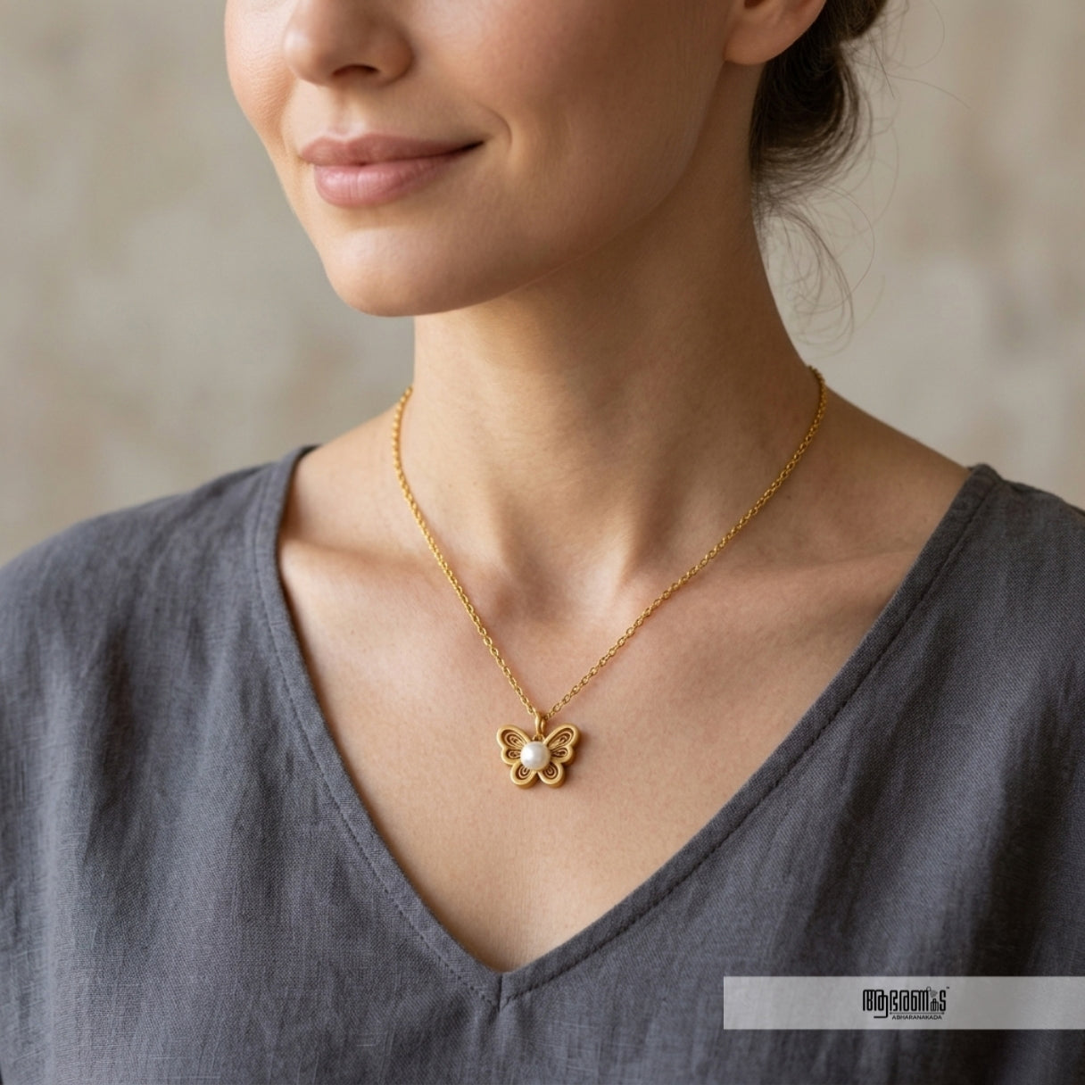 Butterfly with a stone Necklace