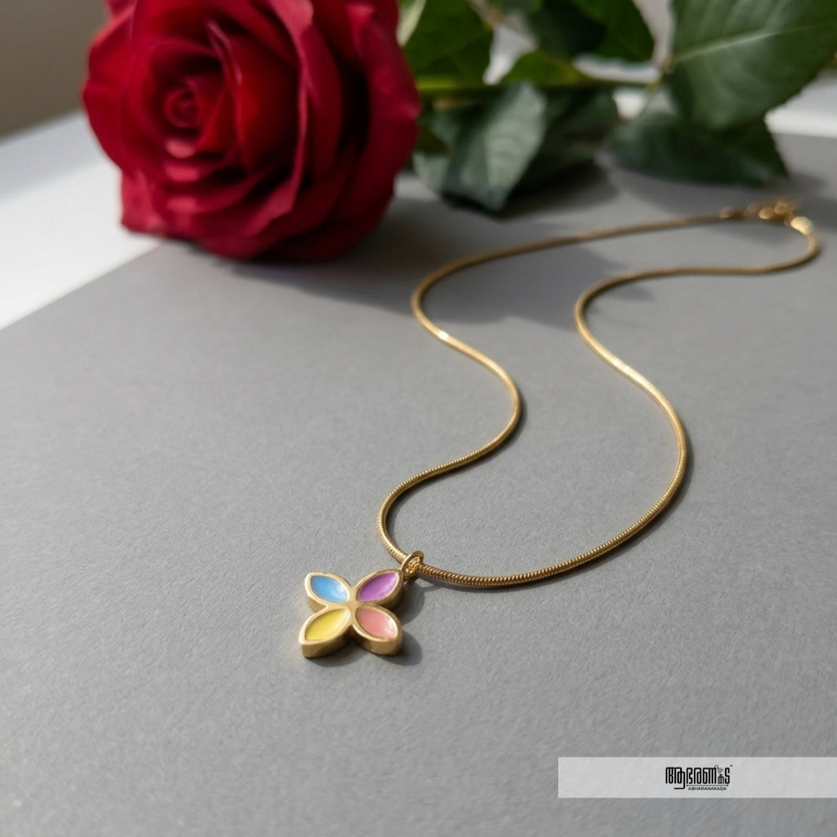 Multicolored Matte Pendant Necklace