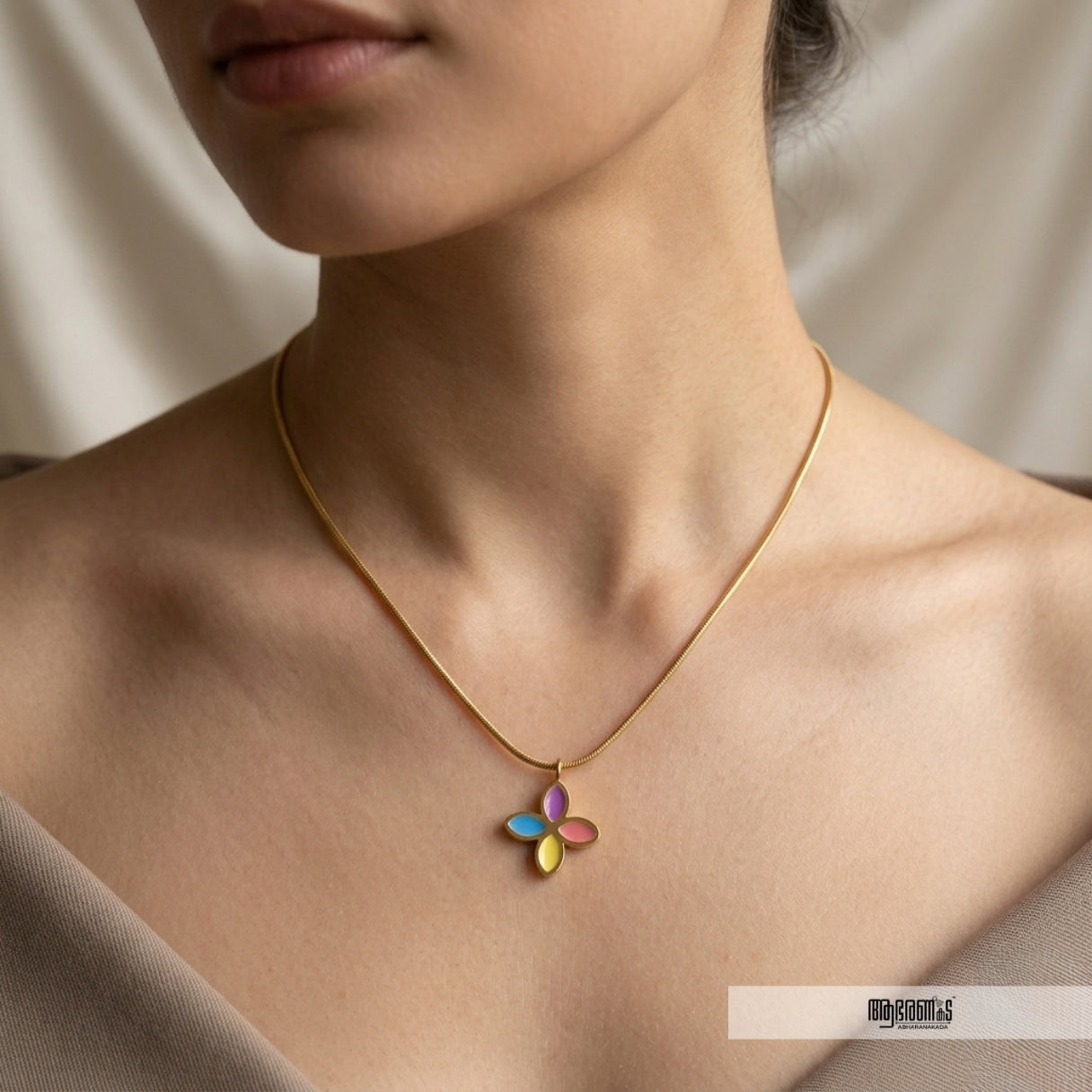 Multicolored Matte Pendant Necklace