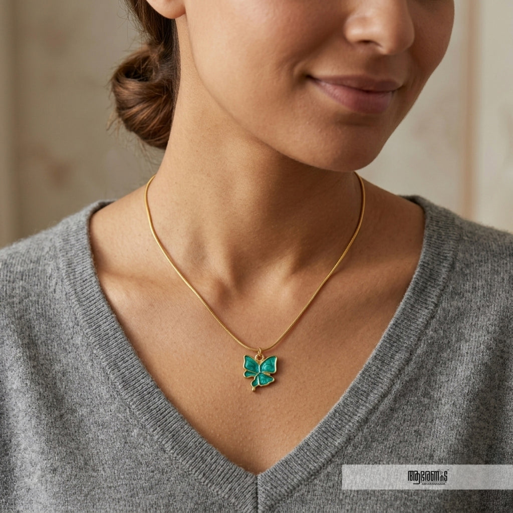 Green fluorescent Butterfly Pendant Necklace