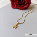 White stone studded Starfish Pendant Necklace