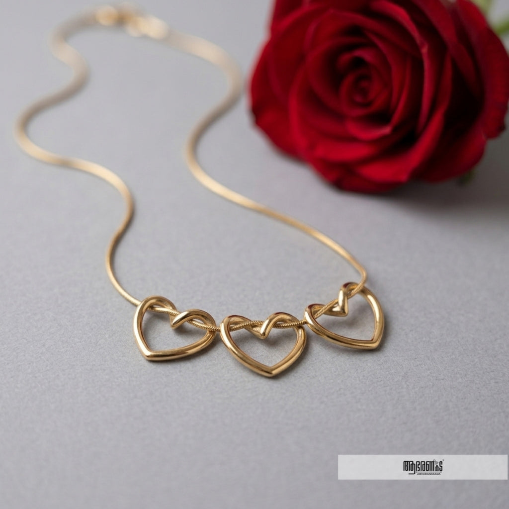 Triple Tangled Heart Pendant Necklace