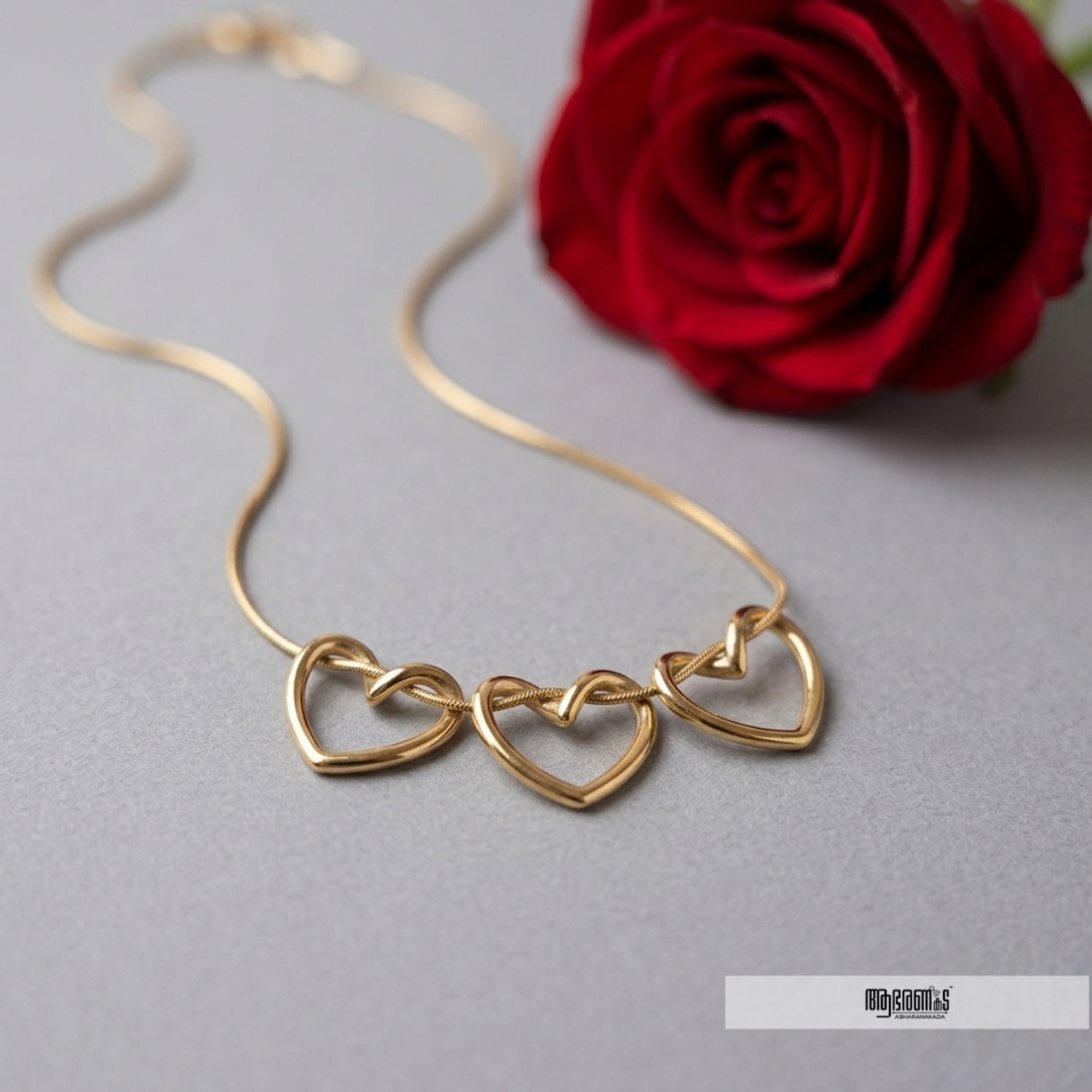Triple Tangled Heart Pendant Necklace