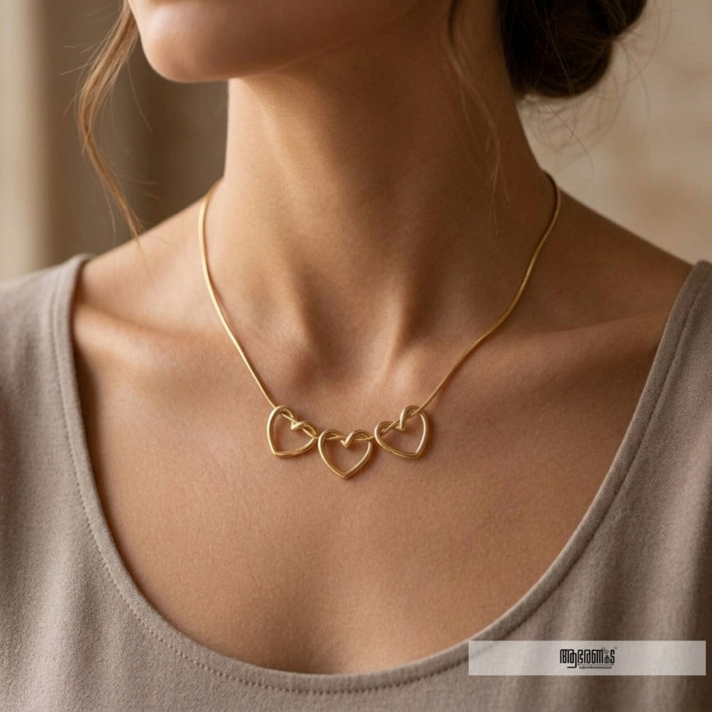 Triple Tangled Heart Pendant Necklace