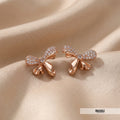 Ribbon Knot Rose Gold Studs
