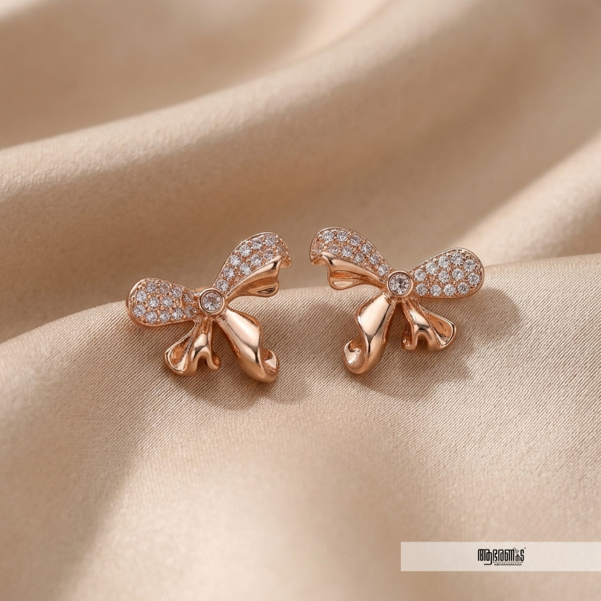 Ribbon Knot Rose Gold Studs