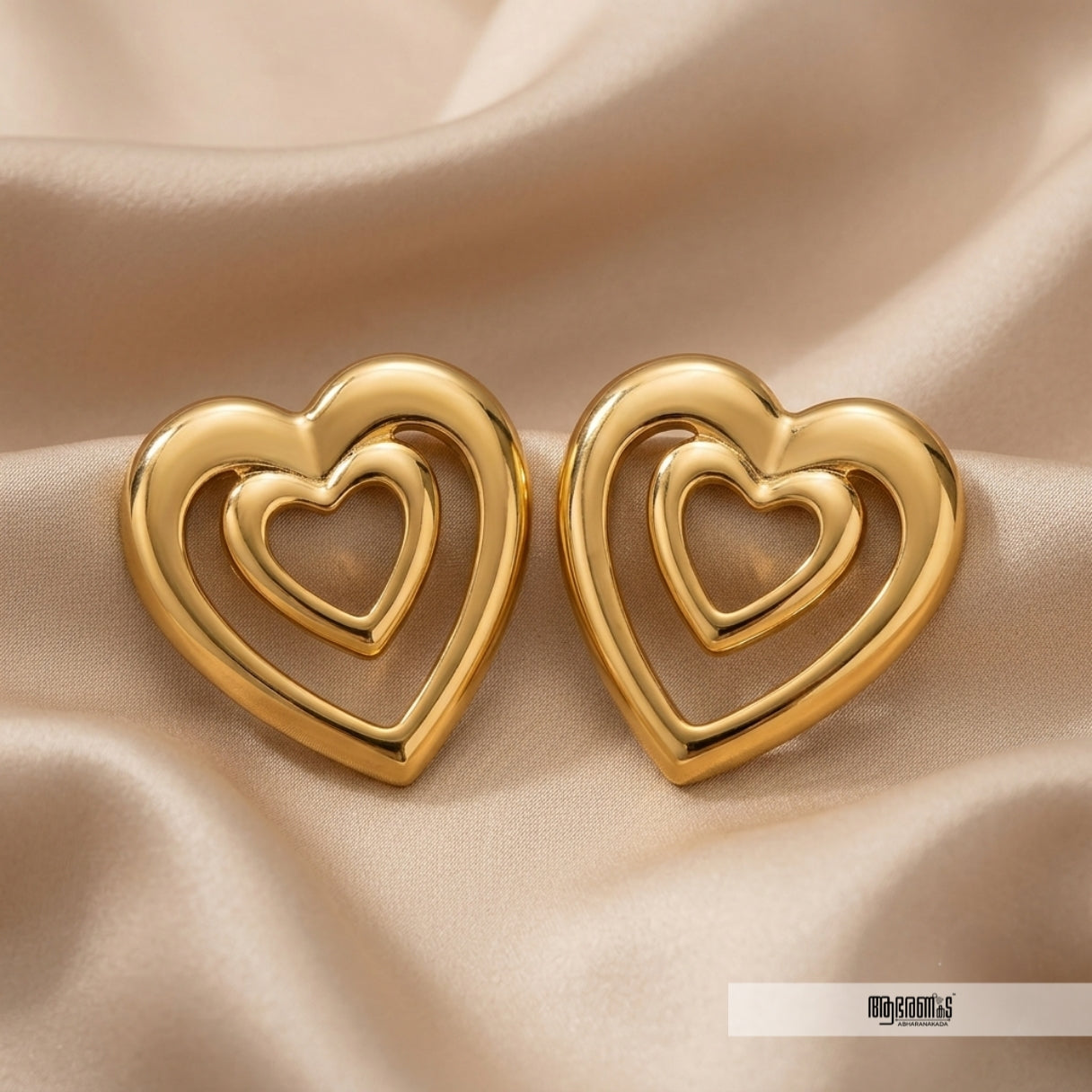 Twin Heart Anti Tarnish Studs