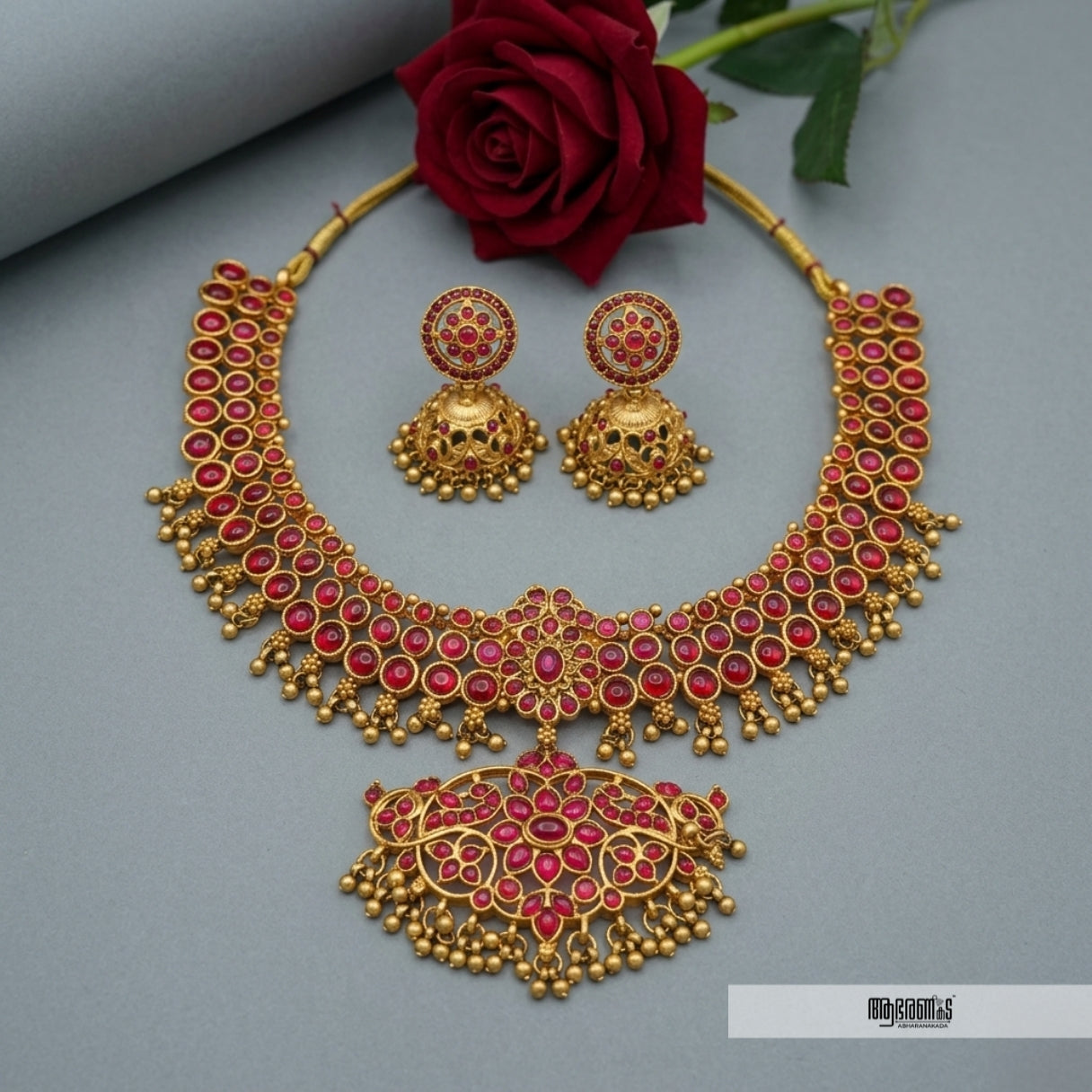 Matte Finish Traditional Necklace Set - ABNS01