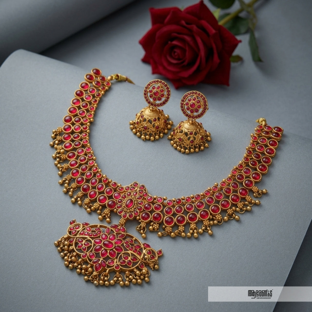 Matte Finish Traditional Necklace Set - ABNS01